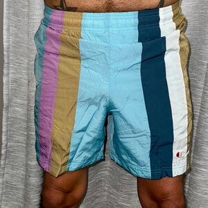 Champion Multi-Striped Windbreaker Shorts (Multi-Colored)